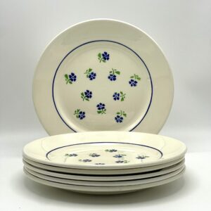 Assiette à dessert Badonviller Claudius décor petites fleurs bleues et vertes